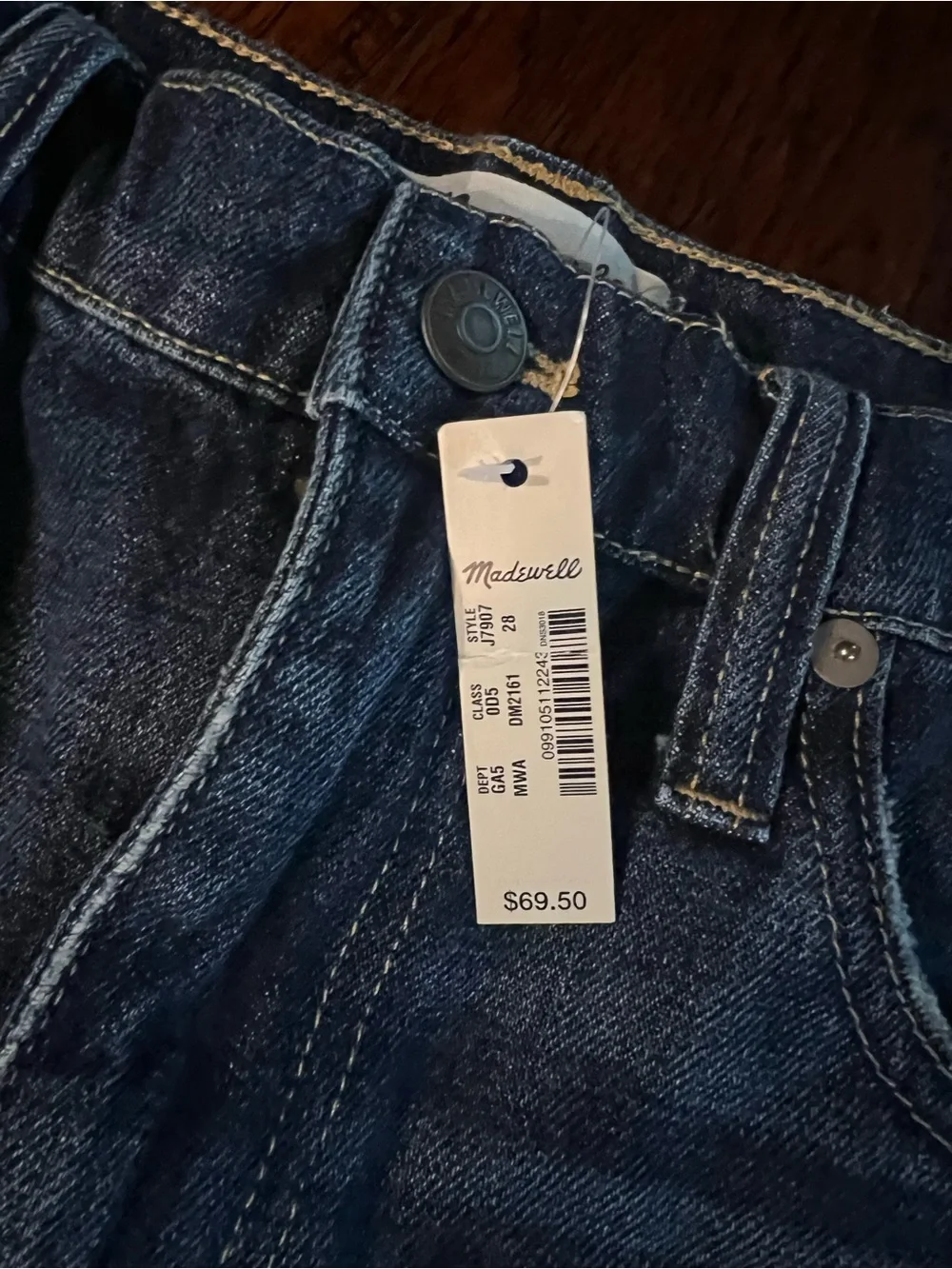 NWT Madewell Denim Mini Skirt Size 28 Dark Wash Raw Hem Jean Skirt